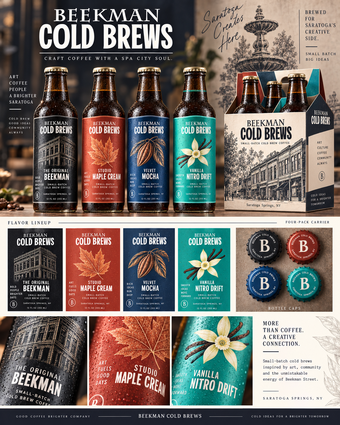 Packaging designs for 'Beekman Cold Brews'