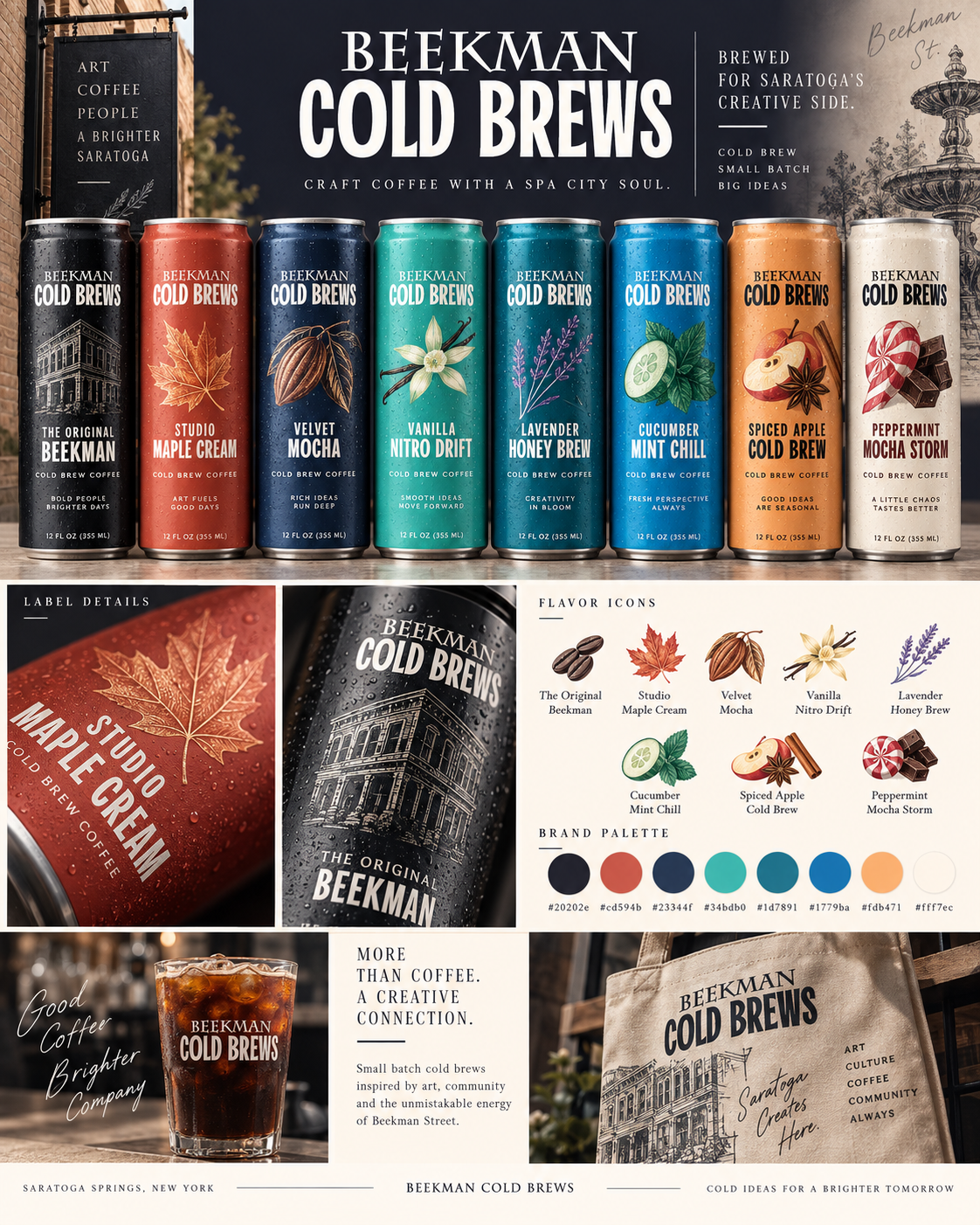 Packaging designs for 'Beekman Cold Brews'