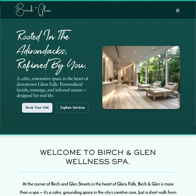Image of Birch & Glen Wellness Spa Website