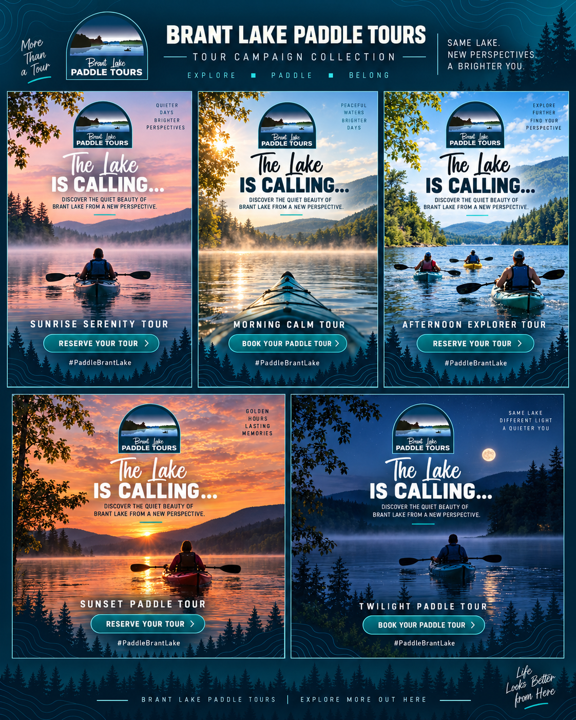 Social media graphic for 'Brant Lake Paddle Tours'