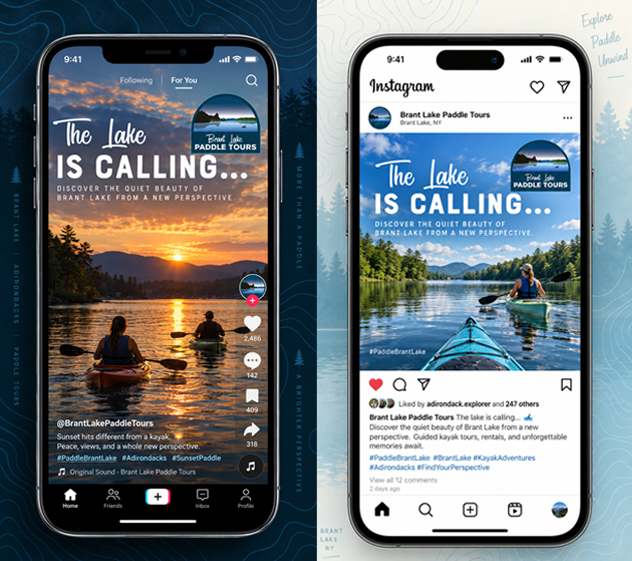 Social media graphic for 'Brant Lake Paddle Tours'