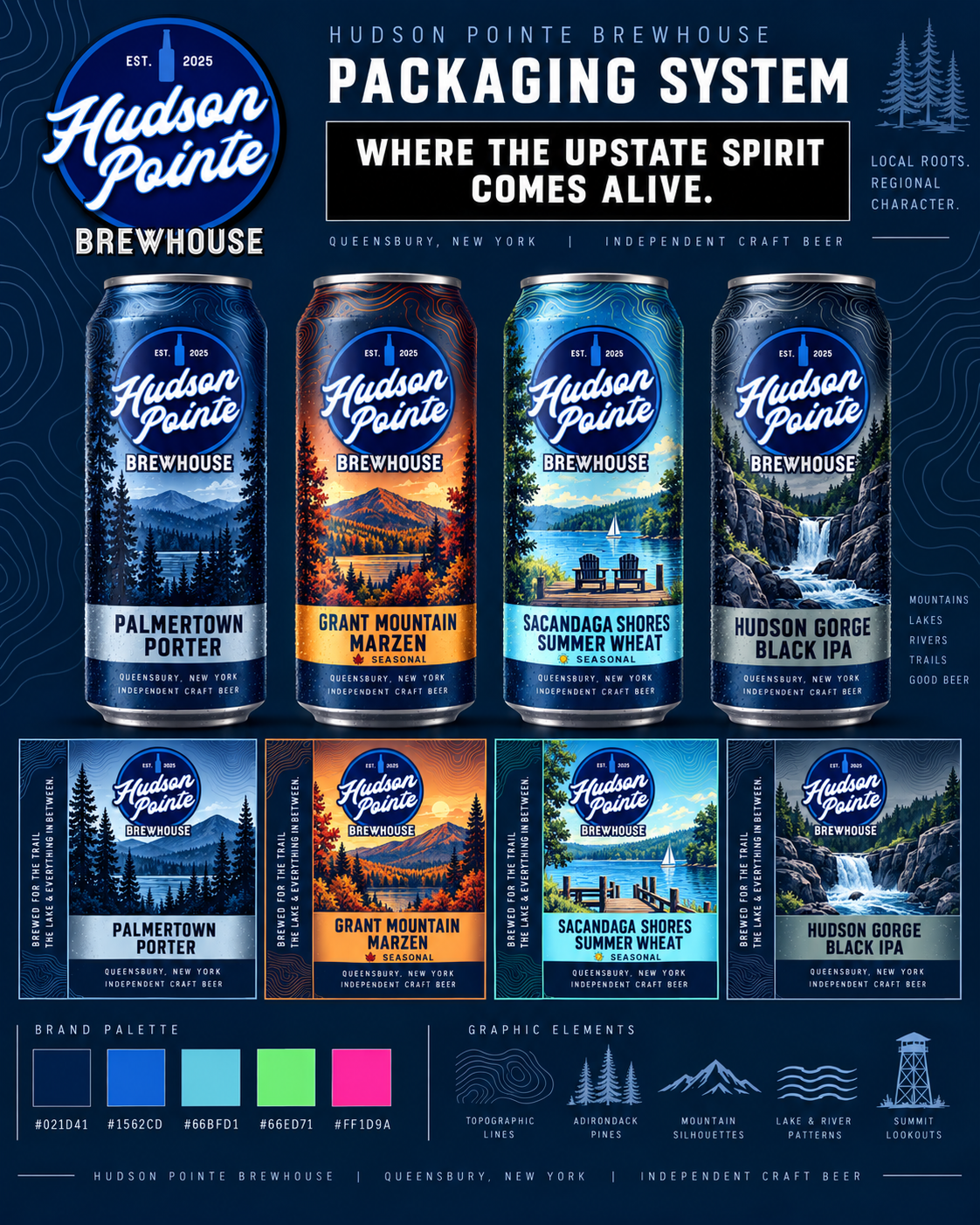 Packaging design for 'Hudson Pointe Brewhouse'