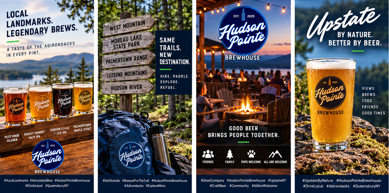 Social media graphics for 'Hudson Pointe Brewhouse'
