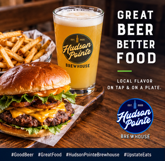 Social media graphic for 'Hudson Pointe Brewhouse'
