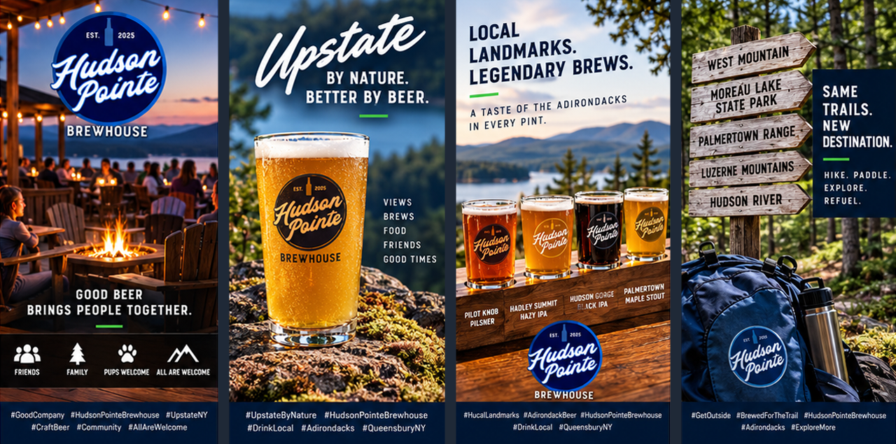 Social media graphics for 'Hudson Pointe Brewhouse'