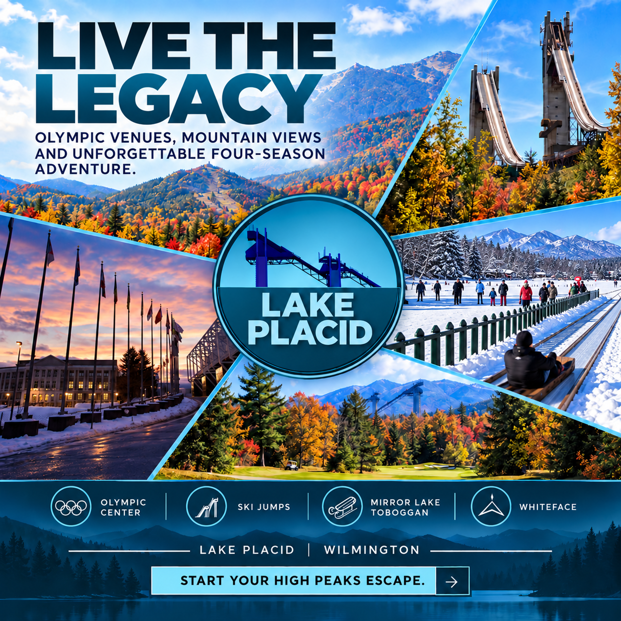 Social media graphic for Lake Placid Tourism Campaign