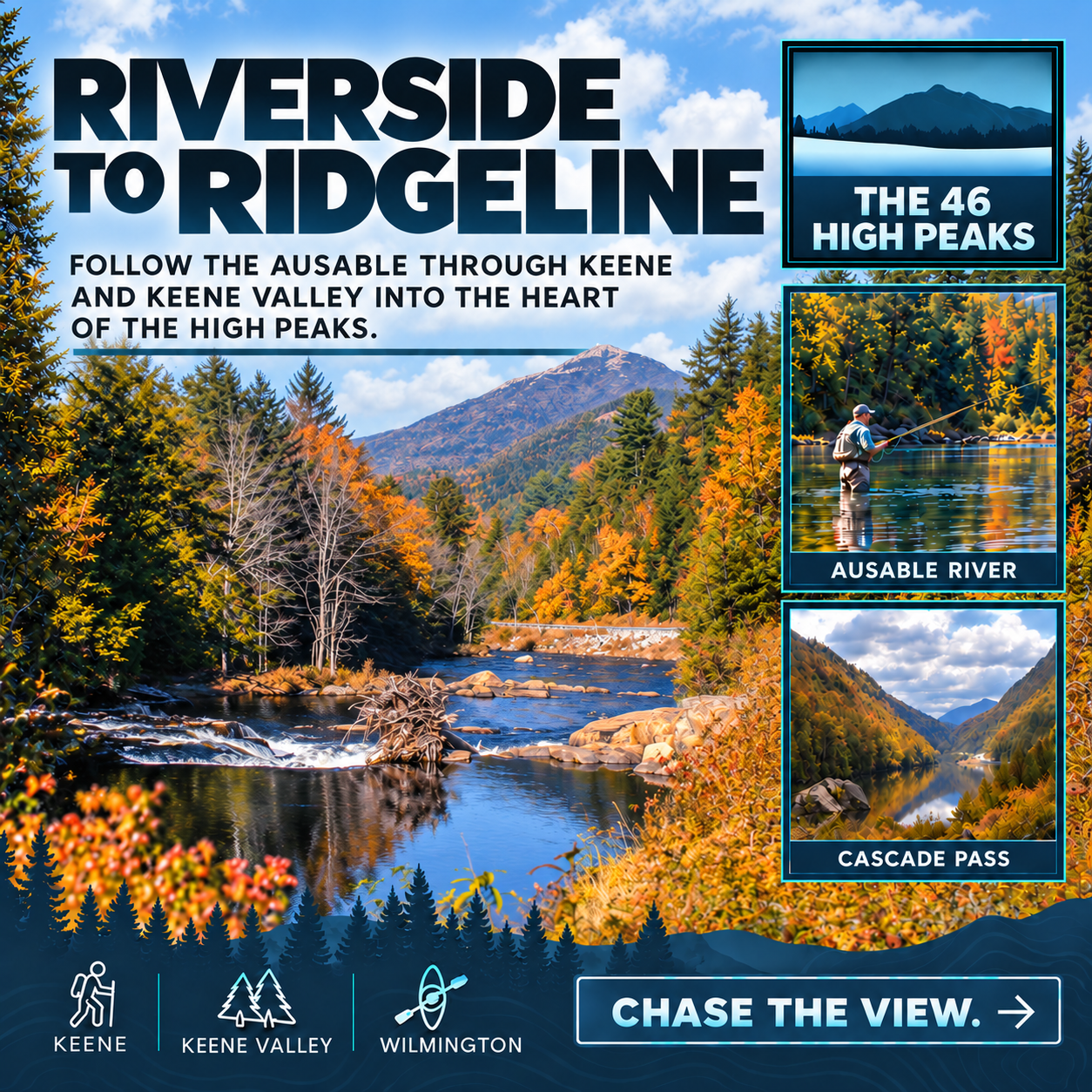 Social media graphic for Lake Placid Tourism Campaign