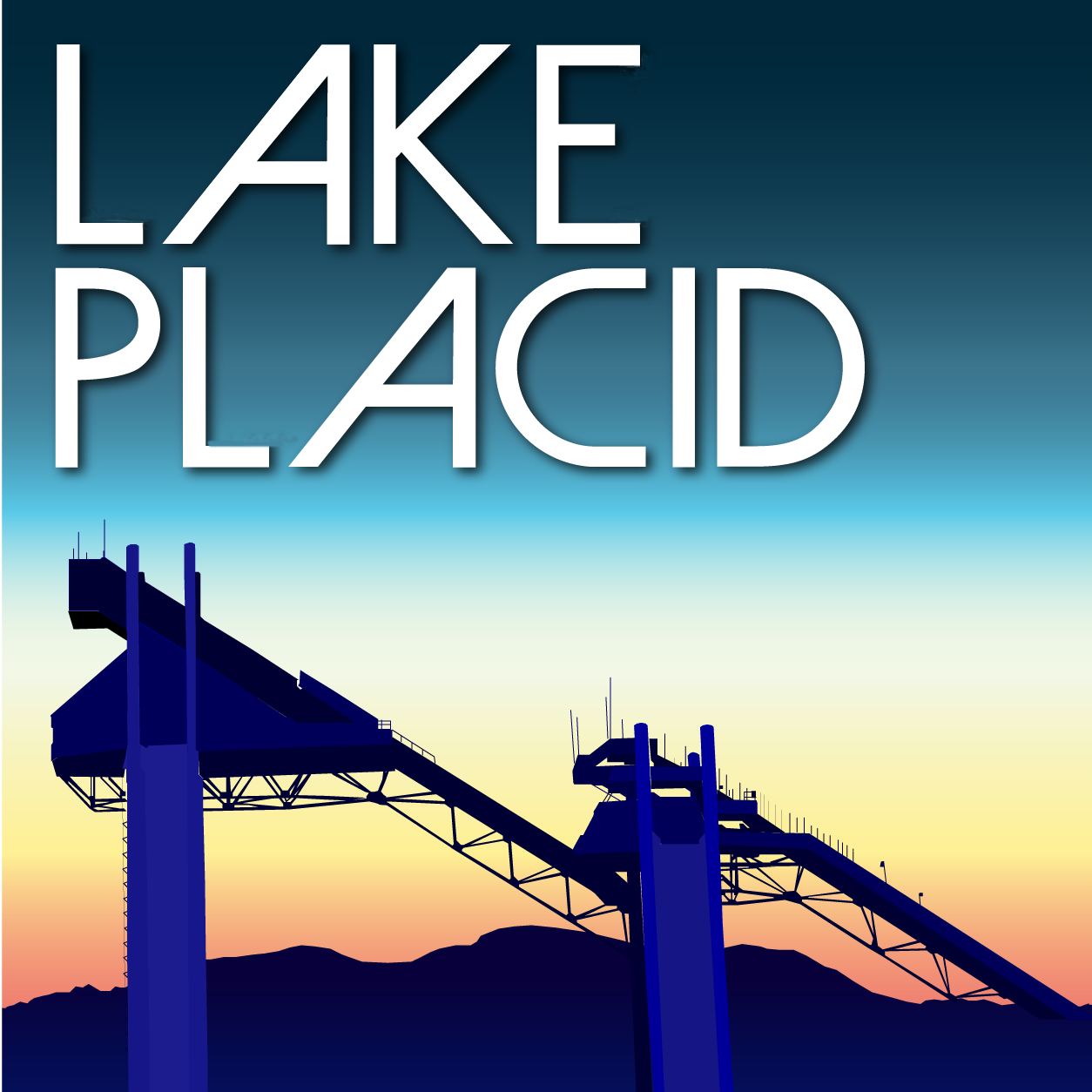 Original manually created Lake Placid vector graphic