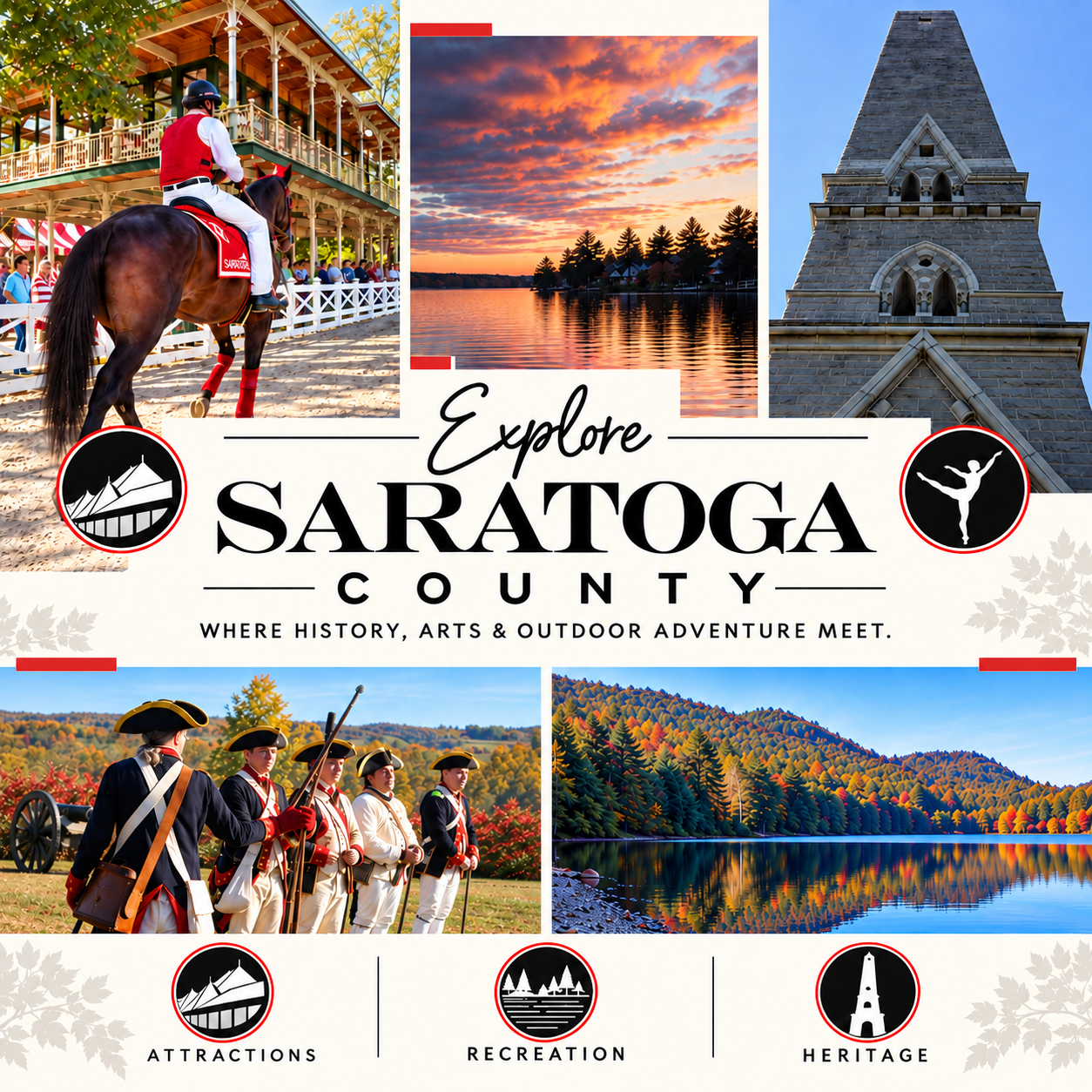 Social media graphic for Saratoga County Tourism Campaign