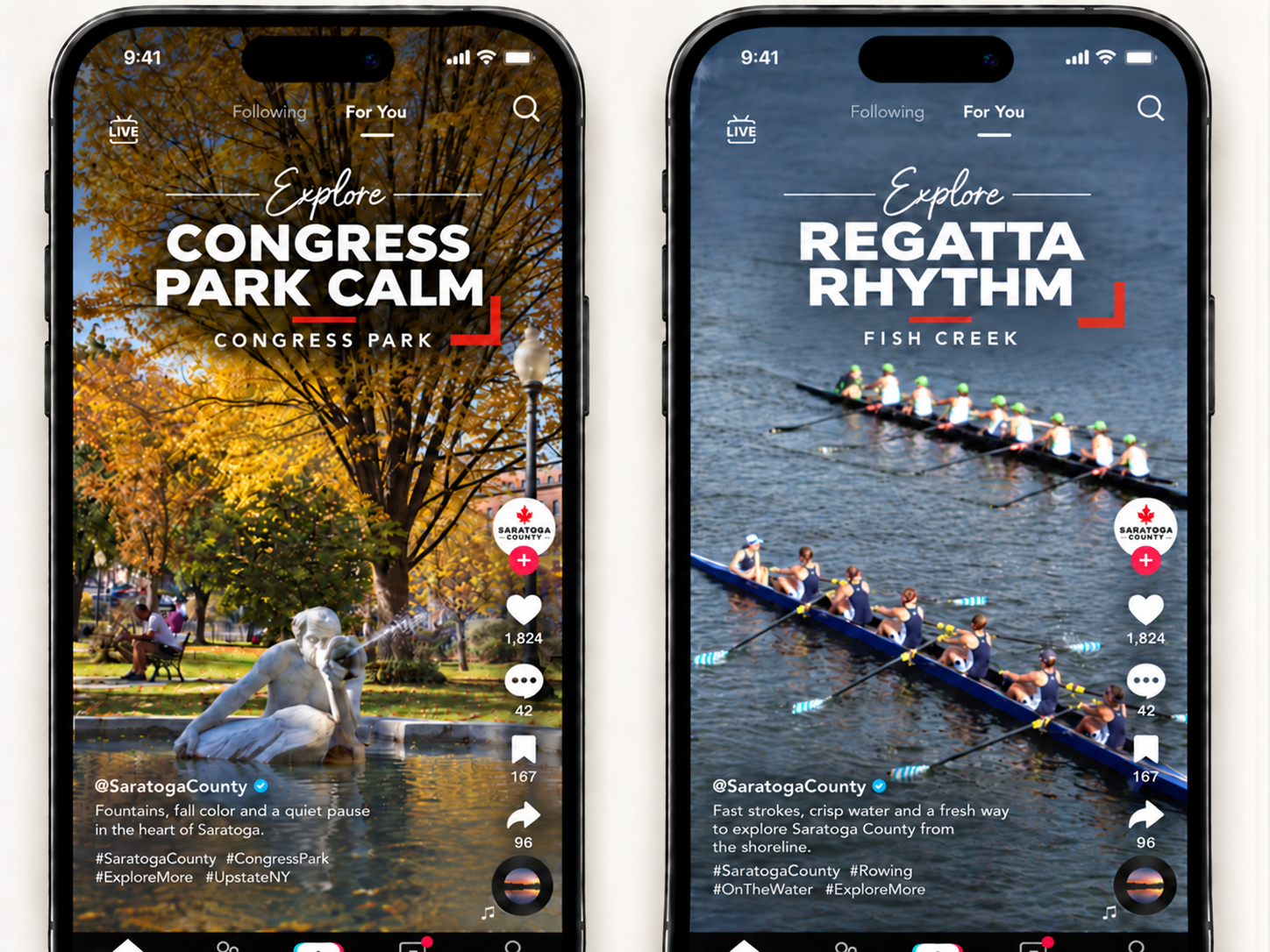 Social media graphic for Saratoga County Tourism Campaign