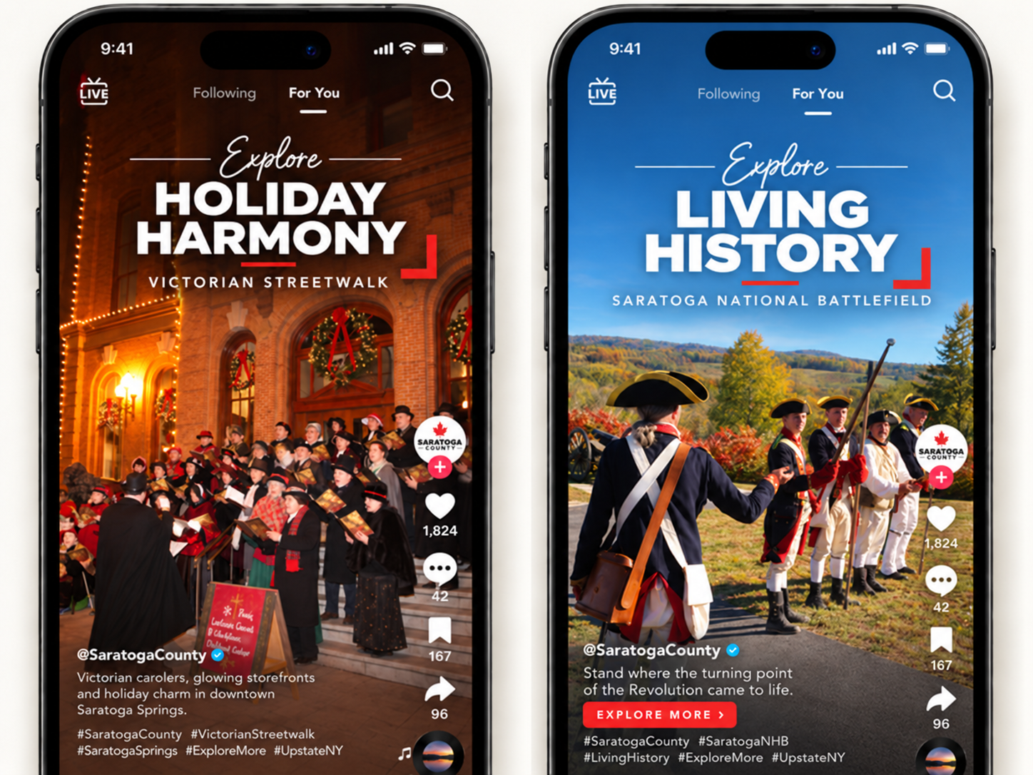 Social media graphic for Saratoga County Tourism Campaign