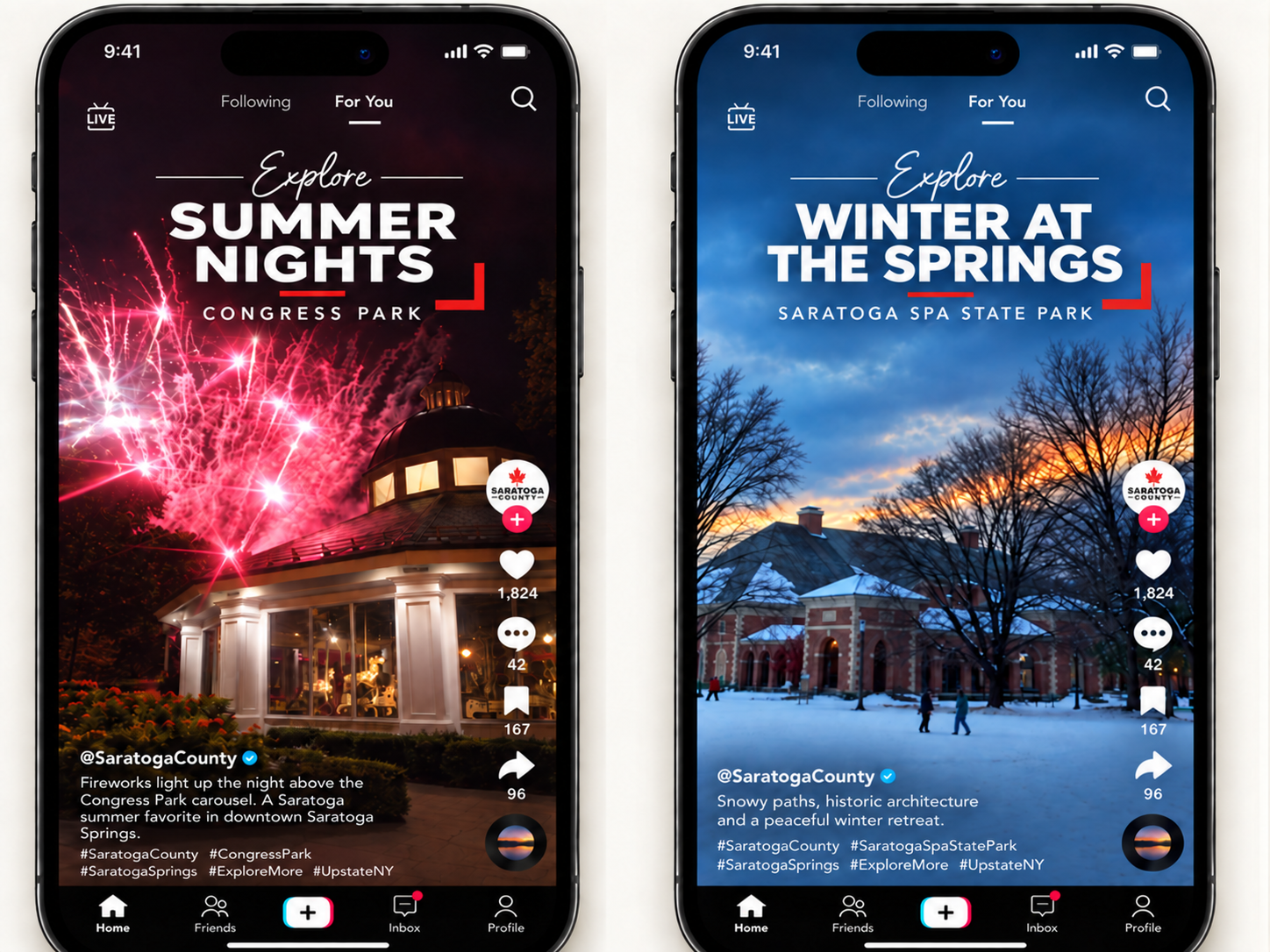 Social media graphic for Saratoga County Tourism Campaign