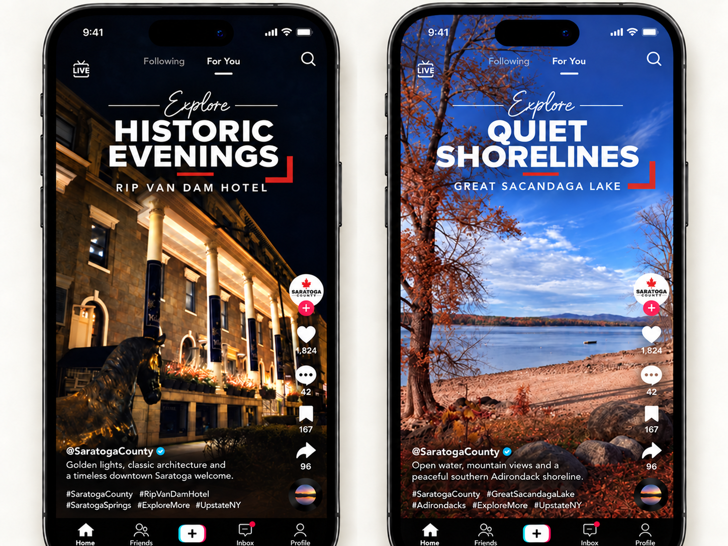 Social media graphic for Saratoga County Tourism Campaign
